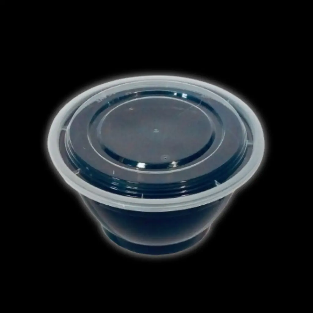 Black round plastic bowl 42oz 150/cs