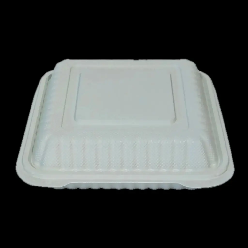 White plastic clamshell 8"x8" 3-compartment 180/cs [SL-83]