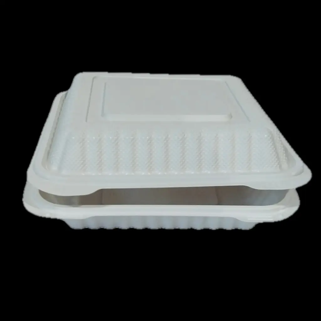 White plastic clamshell 9"x9"x2.7" 1-compartment 150/cs