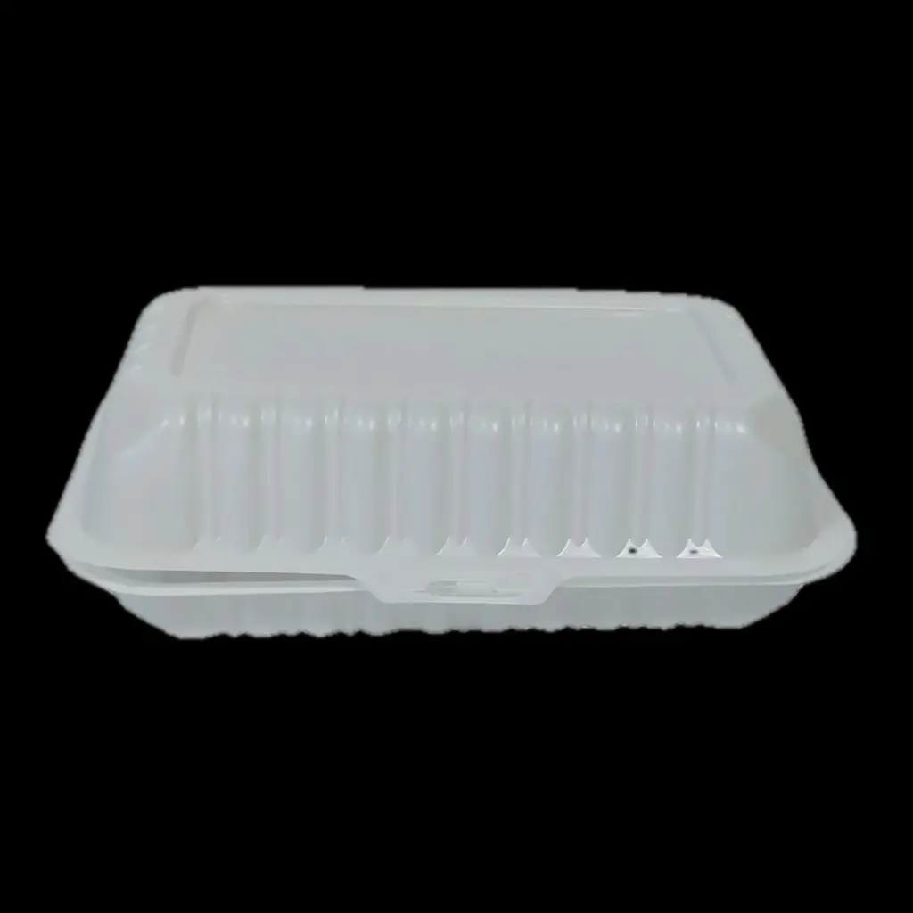 White plastic clamshell 1-compartment 9"x6" 200/cs [SL-PP188]