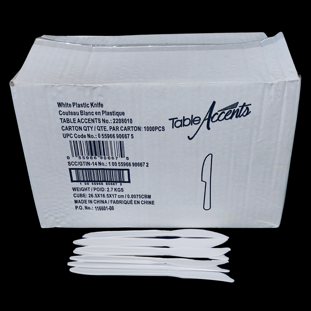 White plastic knife 1000/cs