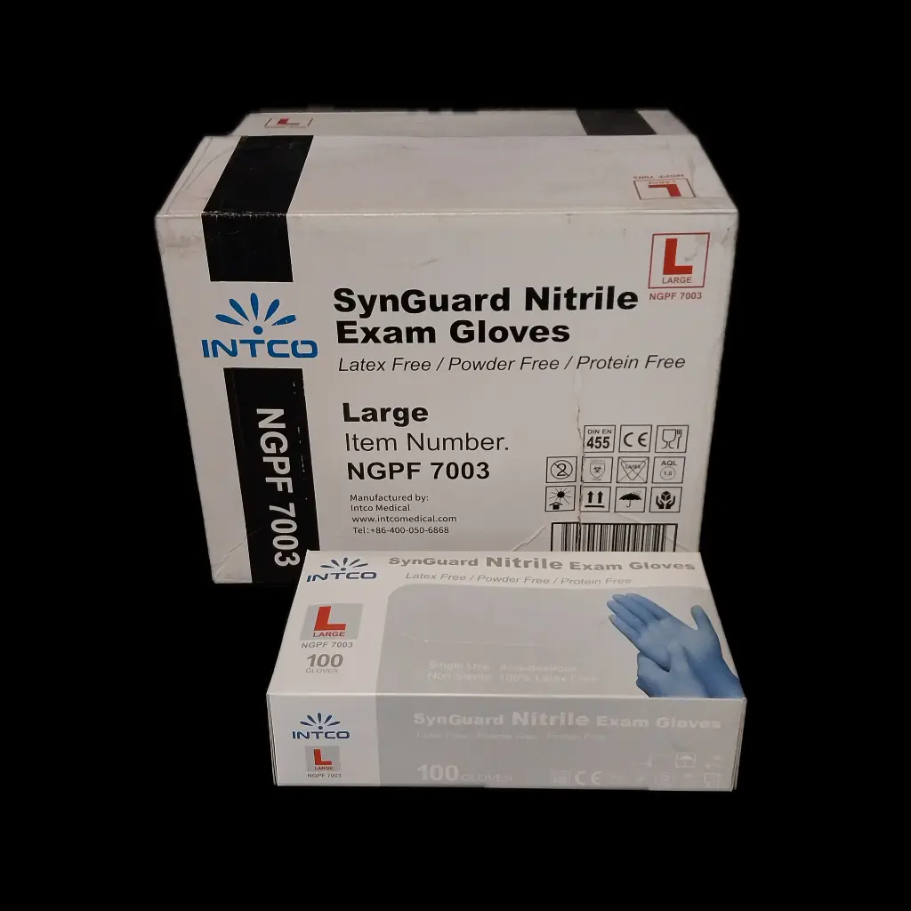 Nitrile gloves blue large 100/cs 10/box