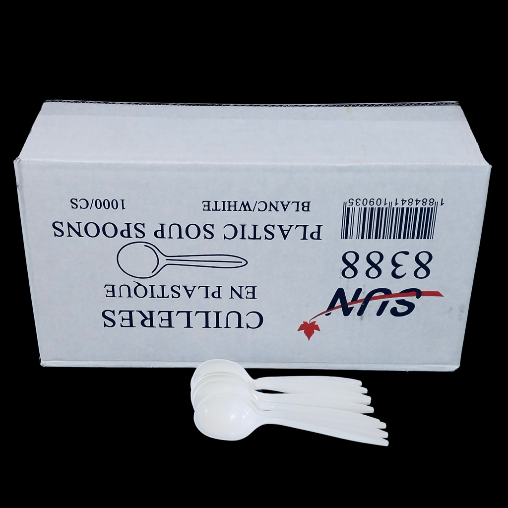 White plastic spoon 1000/cs