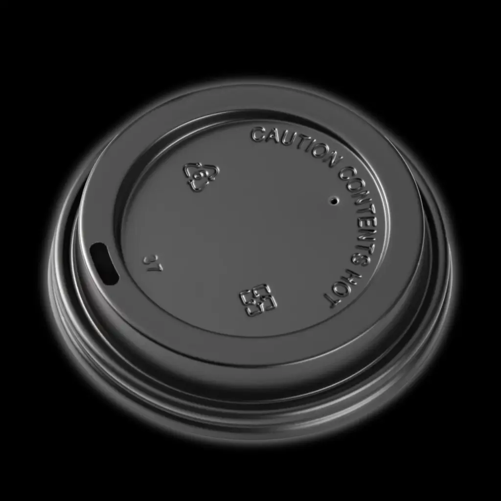Black dome lid for coffee cup 10-16oz