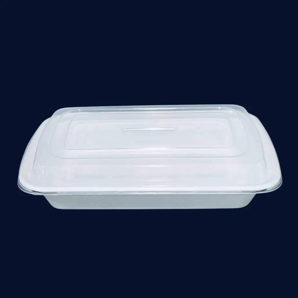 White rectangle plastic container 16oz 150/cs