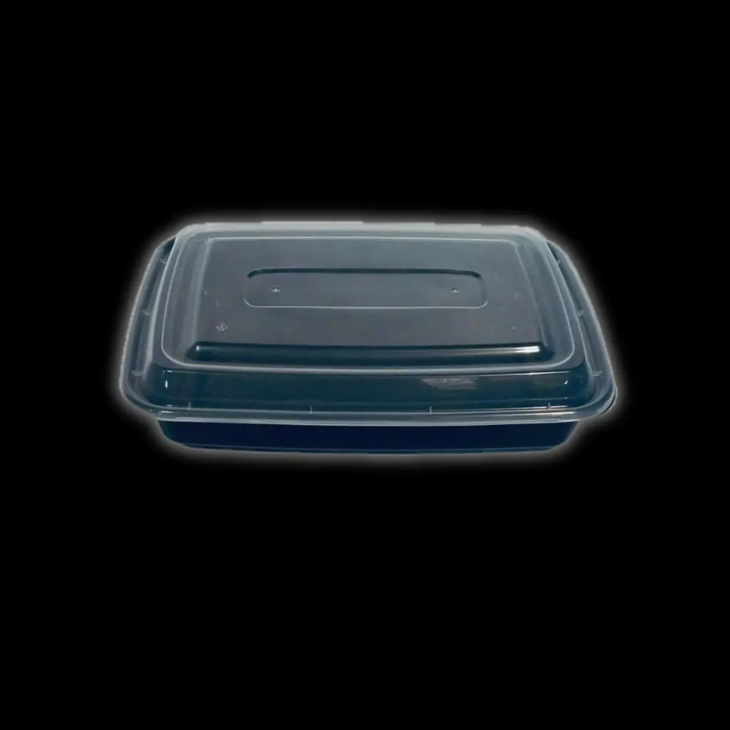 Black rectangle plastic container 32oz 150/cs