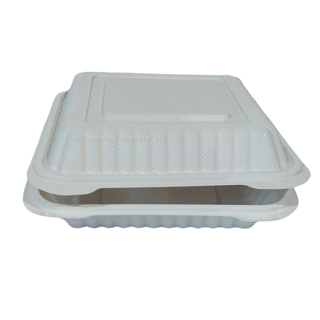 White plastic clamshell 8"x8"x2.7" 150/cs [EP-83]