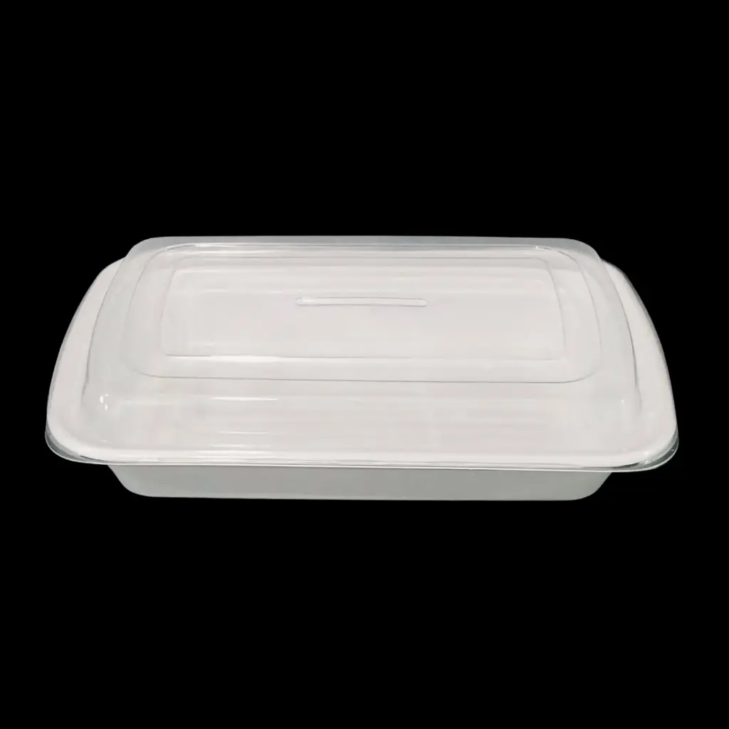 White rectangle plastic container 38oz 150/cs