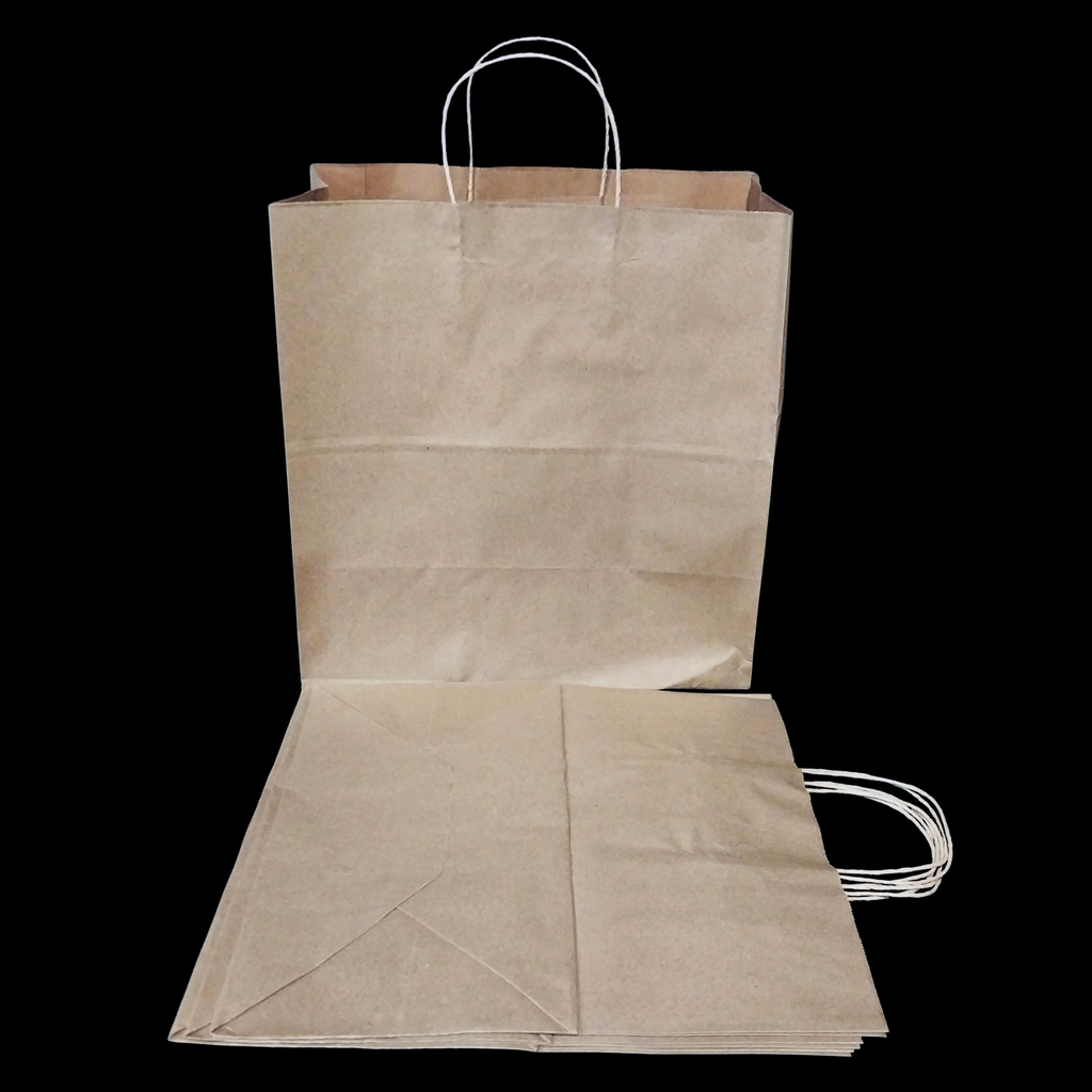 Brown paper bag handle 13"x7"x13" 250/cs