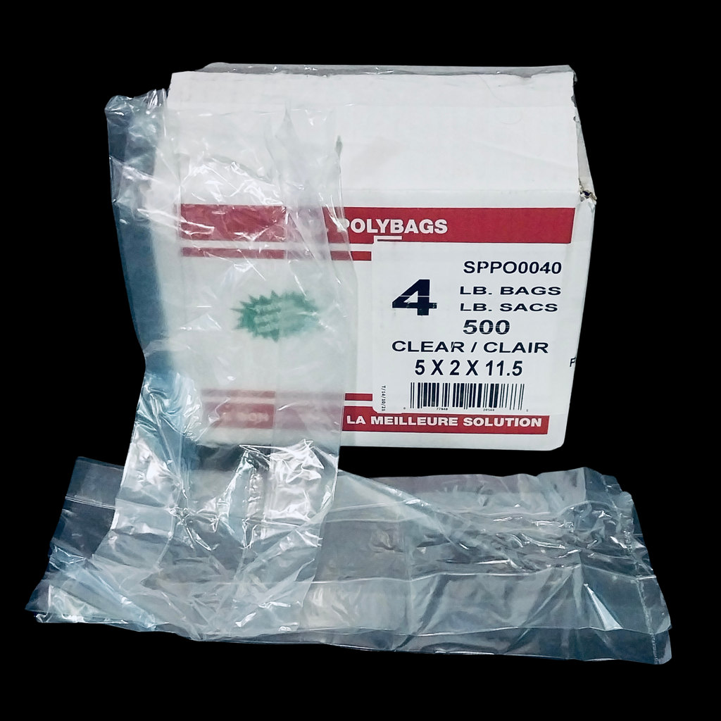 Clear plastic poly bag 4lb 500/cs