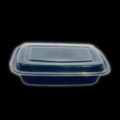 [21452] Black rectangle plastic container 24oz 150/cs