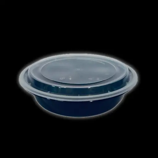 [21342] Black round plastic container 24oz 150/cs