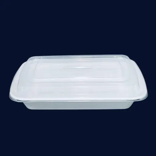 [21211] White rectangle plastic container 16oz 150/cs