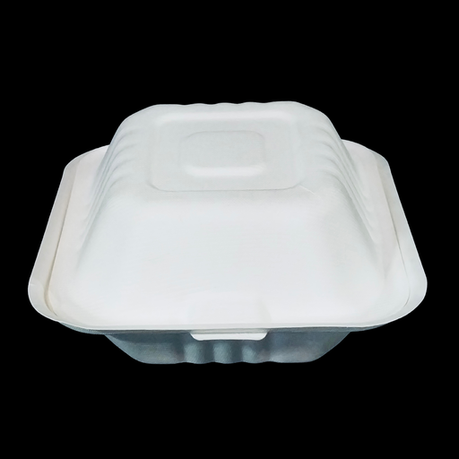 [33201] Bagasse clamshell 6"x6"x3" 500/cs - Hamburger box